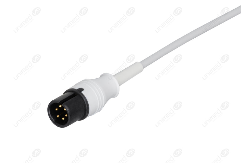AAMI 6-pin Compatible One-Piece Reusable ECG Cable - AHA - 5 Leads Snap