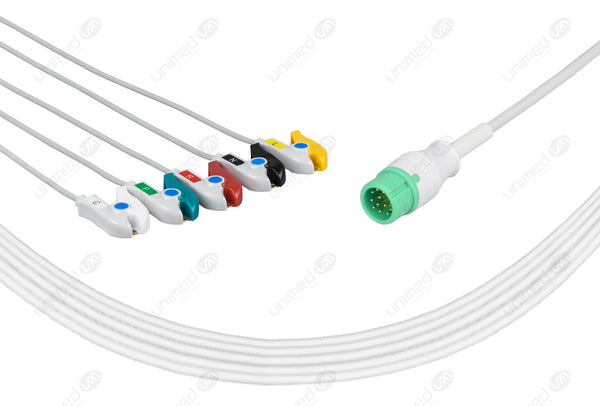 Comen Compatible One Piece Reusable ECG Cable - IEC - 5 Leads Grabber