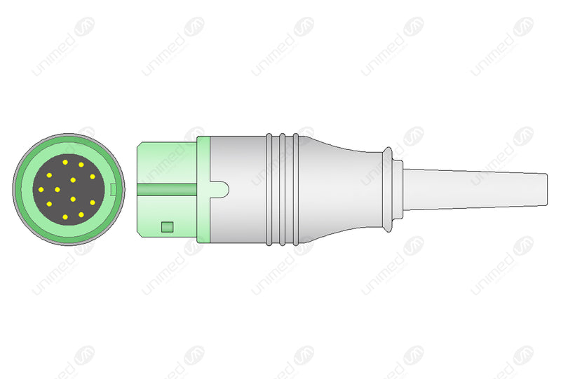 Comen Compatible One Piece Reusable ECG Cable - AHA - 5 Leads Snap