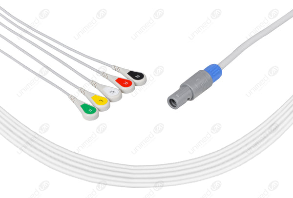 Innocare Compatible One Piece Reusable ECG Cable - IEC - 5 Leads Snap