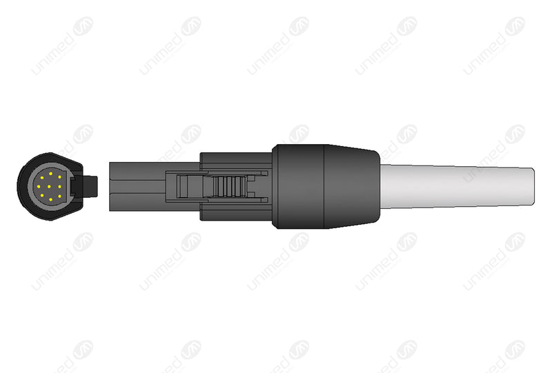 Welch Allyn Compatible One Piece Reusable ECG Cable - IEC - 5 Leads Snap