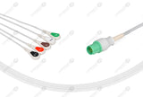 GE-Hellige Compatible One Piece Reusable ECG Cable 5 Leads Snap