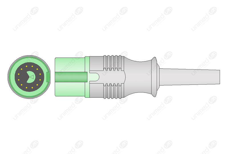 Fukuda Denshi Compatible One Piece Reusable ECG Cable - IEC - 5 Leads Snap