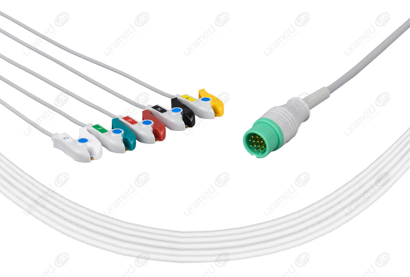 Biolight Compatible One Piece Reusable ECG Cable - IEC - 5 Leads Grabber