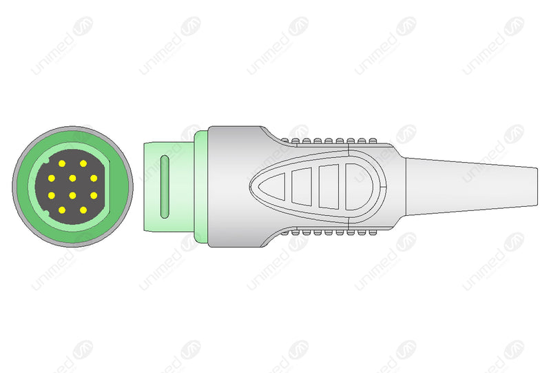 Siemens Compatible One Piece Reusable ECG Cable - AHA - 5 Leads Snap