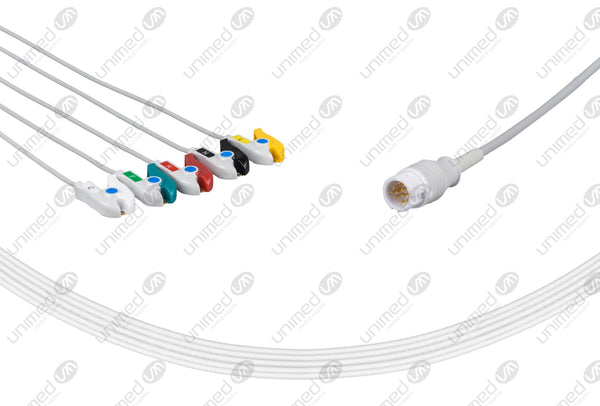 Philips Compatible One Piece Reusable ECG Cable - IEC - 5 Leads Grabber