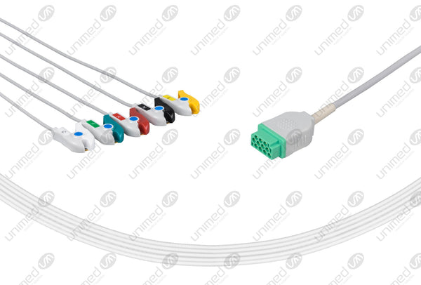 Marquette Compatible One Piece Reusable ECG Cable - IEC - 5 Leads Grabber