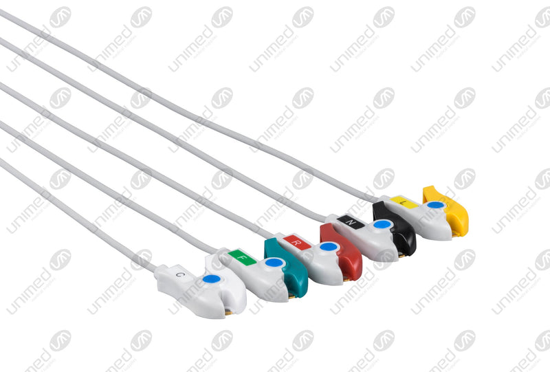 Marquette Compatible One Piece Reusable ECG Cable - IEC - 5 Leads Grabber