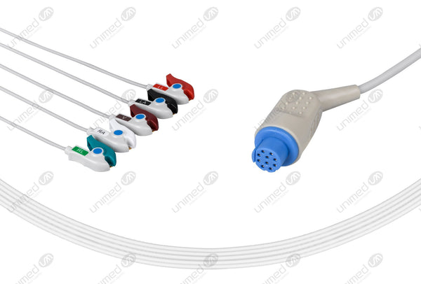 Datex Compatible One Piece Reusable ECG Cable 5 Leads Grabber