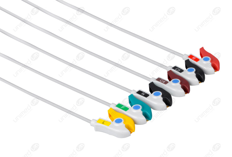 Nihon Kohden Compatible One Piece Reusable ECG Cable - IEC - 6 Leads Grabber