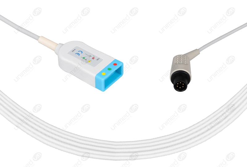 AAMI 6Pin Compatible ECG Trunk cable - IEC - 3 Leads/AA Style 3-pin