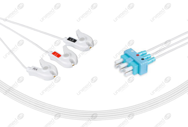 Philips-AA Type Compatible Disposable ECG Lead Wires 3 Leads Grabber Box of 10