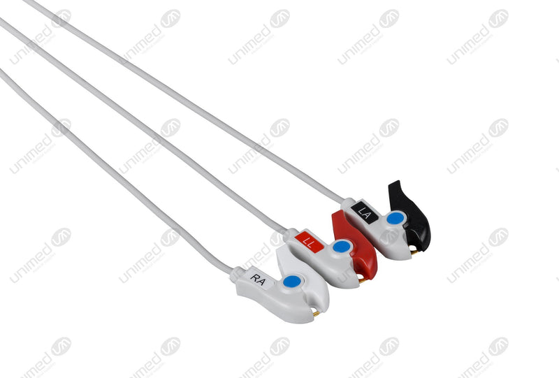 Philips-AA Type Compatible Reusable ECG Lead Wire - AHA - 3 Leads Grabber