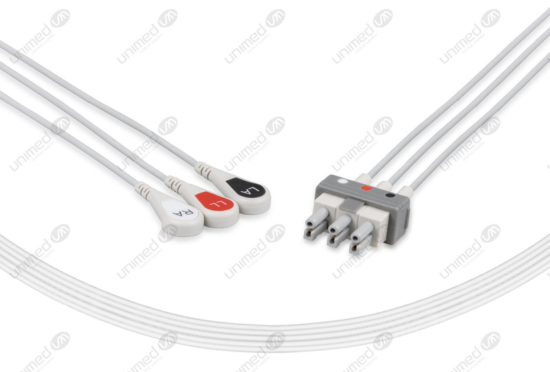 Philips-AA Type Compatible Reusable ECG Lead Wires 3 Leads Snap
