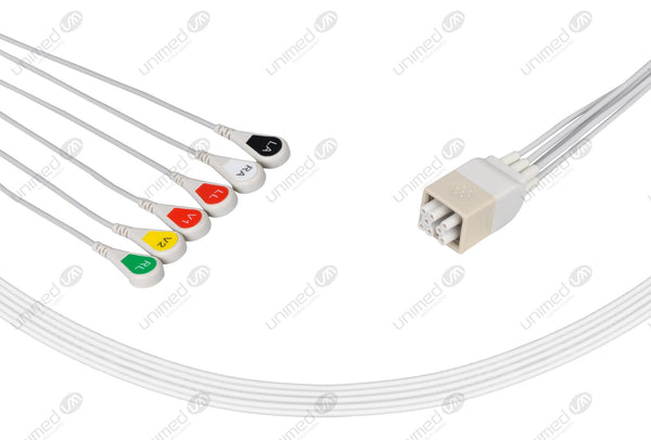 GE Compatible ECG Telemetry Cables 6 Leads Snap