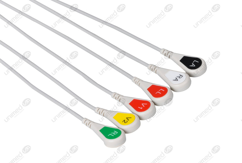 GE Compatible ECG Telemetry cable - AHA - 6 Leads Snap