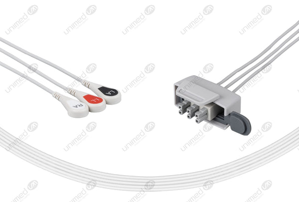 Philips-AA Type Compatible ECG Telemetry Cables 3 Leads Snap