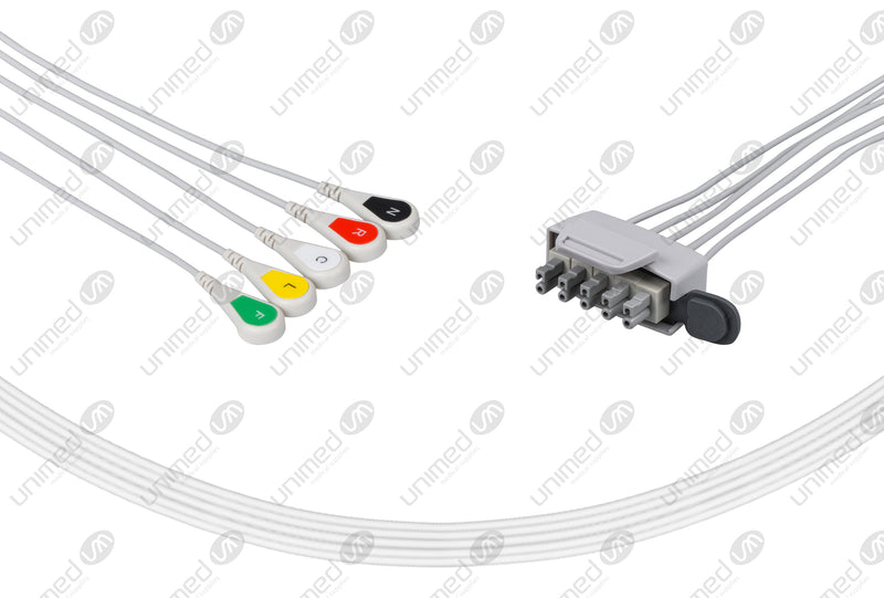 Philips-AA Type Compatible ECG Telemetry cable - IEC - 5 Leads Snap