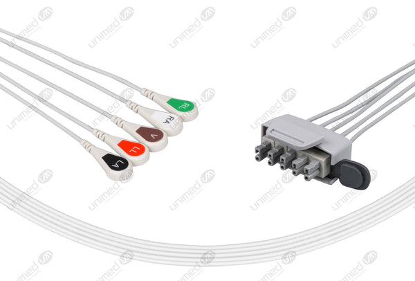 Philips-AA Type Compatible ECG Telemetry Cables 5 Leads Snap