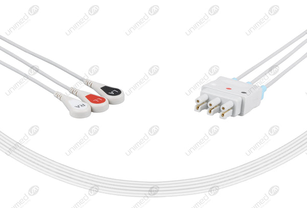 Bionet Compatible Reusable ECG Lead Wires 3 Leads Snap