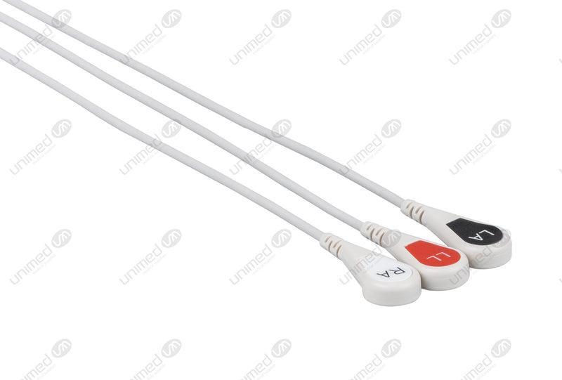 Bionet Compatible Reusable ECG Lead Wire - AHA - 3 Leads Snap