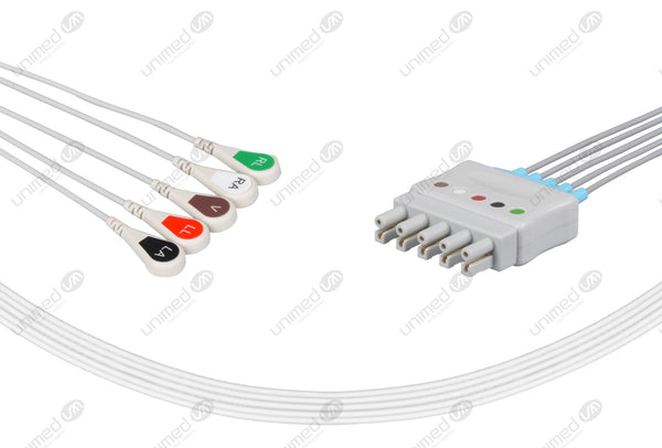 Bionet Compatible Reusable ECG Lead Wires 5 Leads Snap