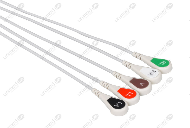 Bionet Compatible Reusable ECG Lead Wire - AHA - 5 Leads Snap