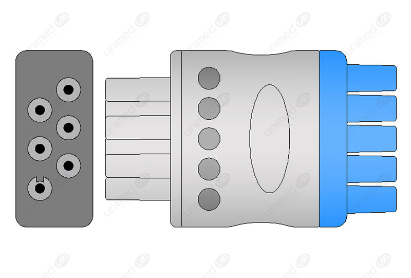 Colin Compatible Reusable ECG Lead Wire - AHA - 5 Leads Grabber