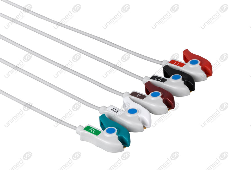 Colin Compatible Reusable ECG Lead Wire - AHA - 5 Leads Grabber