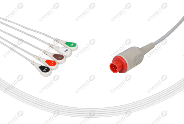 Colin Compatible Reusable ECG Lead Wires 5 Leads Snap