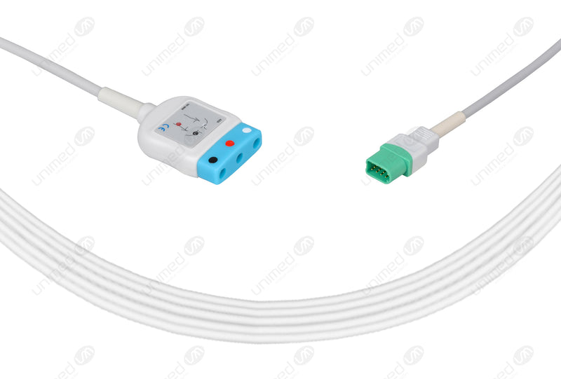 Datascope Compatible ECG Trunk Cables - AHA - 3 Leads/Din Style 3-pin