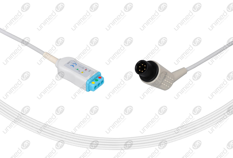 AAMI 6Pin Compatible ECG Trunk cable - IEC - 3 Leads/Din Style 3-pin
