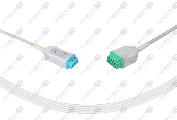 Marquette Compatible ECG Trunk cable - IEC - 3 Leads/Din Style 3-pin