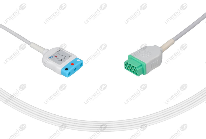 Marquette Compatible ECG Trunk Cables 3 Leads,Din Style 3-pin