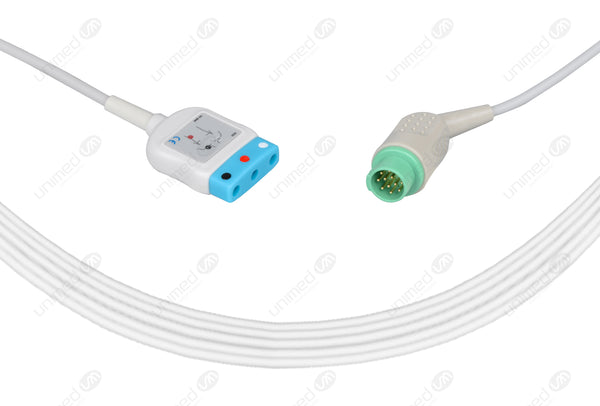Fukuda Compatible ECG Trunk Cables - AHA - 3 Leads/Din Style 3-pin