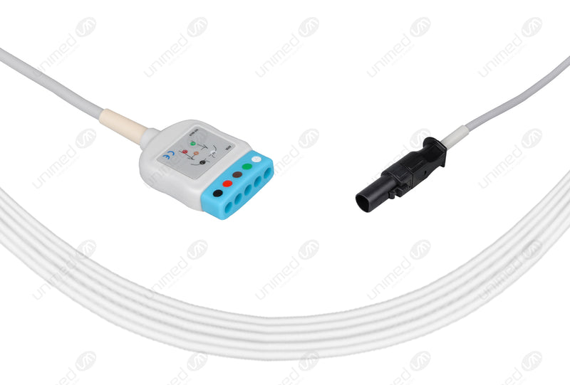 Emtel Compatible ECG Trunk Cables - AHA - 5 Leads/Din Style 5-pin