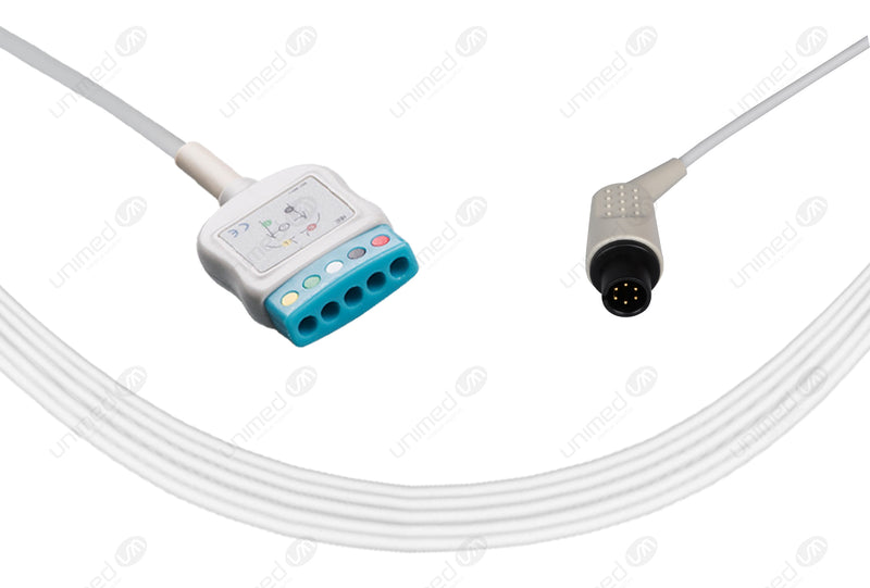 AAMI 6Pin Compatible ECG Trunk cable - IEC - 5 Leads/Din Style 5-pin