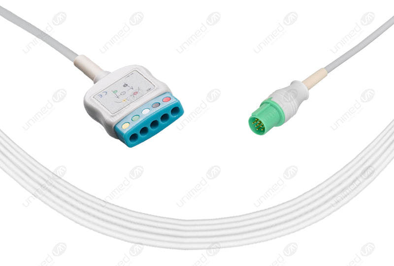 GE-Hellige Compatible ECG Trunk Cables - IEC - 5 Leads/Din Style 5-pin