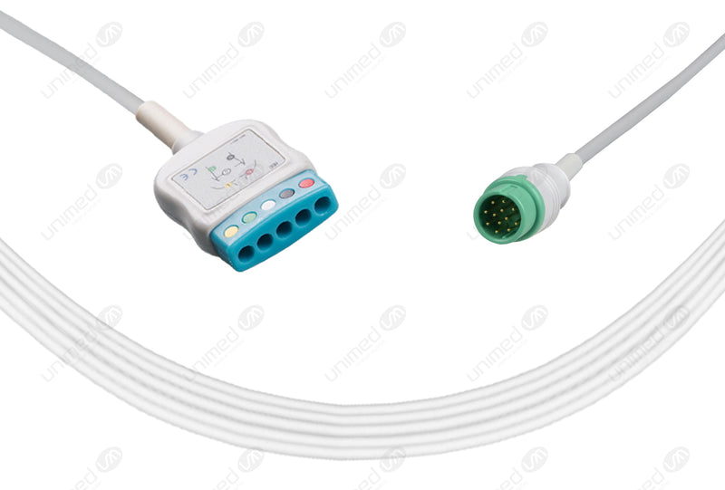 DRE Compatible ECG Trunk Cables - IEC - 5 Leads/Din Style 5-pin