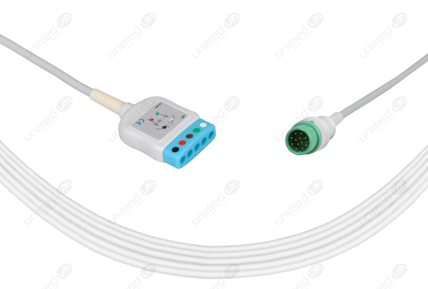 DRE Compatible ECG Trunk Cables - AHA - 5 Leads/Din Style 5-pin
