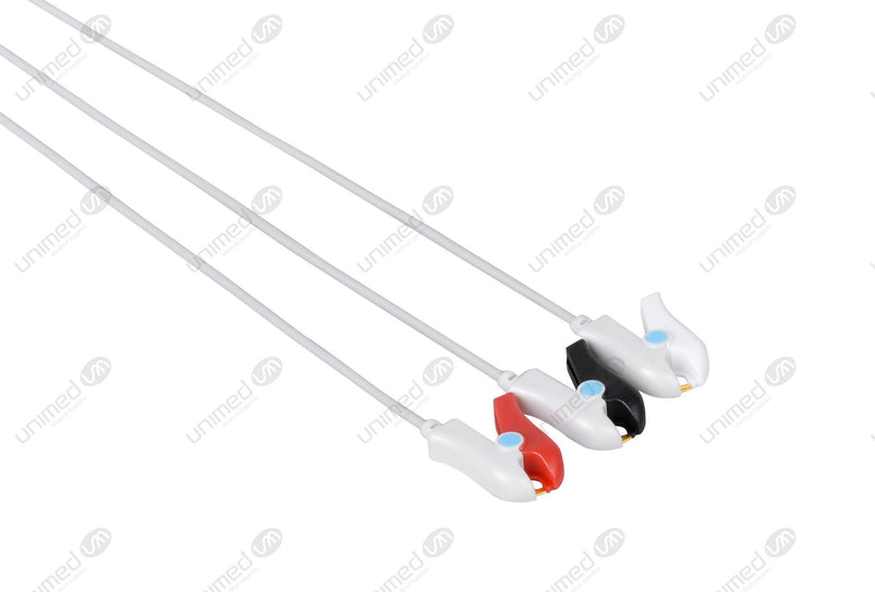 Din Compatible Reusable ECG Lead Wire - AHA - 3 Leads Neonate Grabber