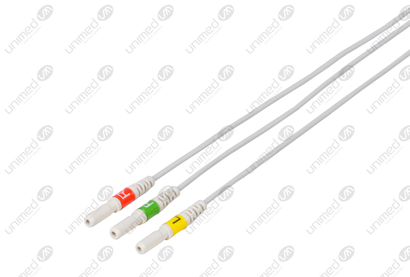 Din Compatible Reusable ECG Lead Wire - IEC- 3 Leads Grabber