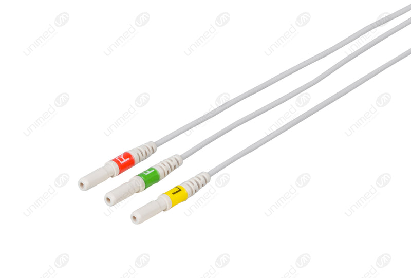 Din Compatible Reusable ECG Lead Wire - IEC - 3 Leads Snap