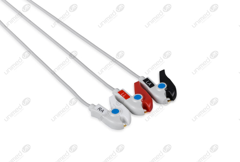 Din Compatible Reusable ECG Lead Wire - AHA - 3 Leads Snap