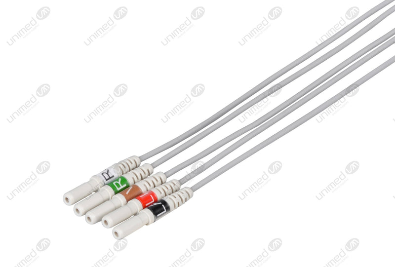 Din Compatible Reusable ECG Lead Wire - AHA - 5 Leads Neonate Grabber