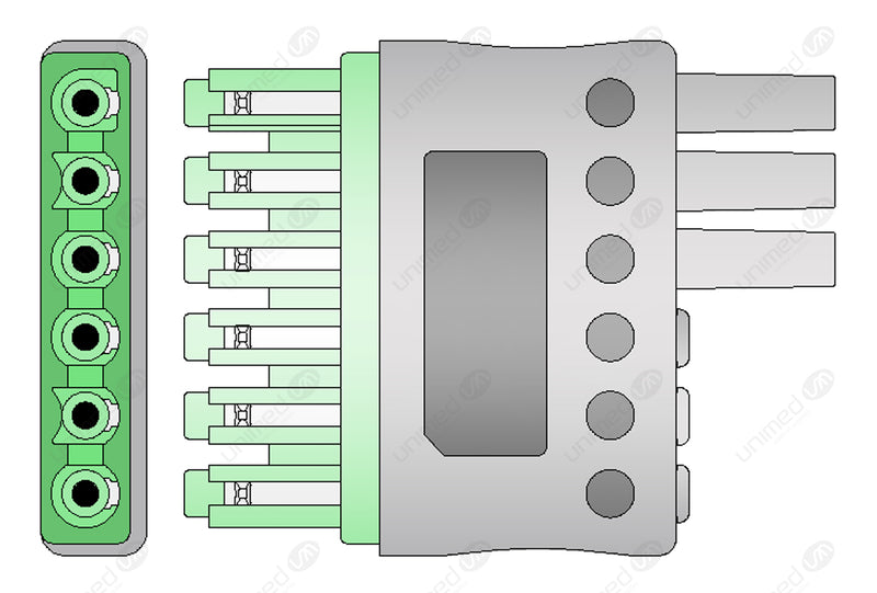 Drager Compatible Reusable ECG Lead Wire - AHA - 3 Leads Snap