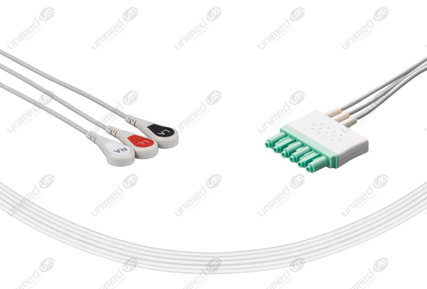 Drager Compatible Reusable ECG Lead Wires 3 Leads Snap
