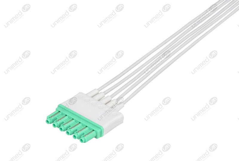 Drager Compatible Reusable ECG Lead Wire - AHA - 5 Leads Grabber 5ft
