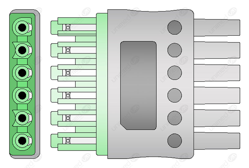 Drager Compatible Reusable ECG Lead Wire - AHA - 6 Leads Grabber