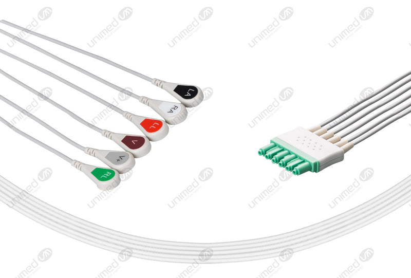 Drager Compatible Reusable ECG Lead Wires 6 Leads Snap